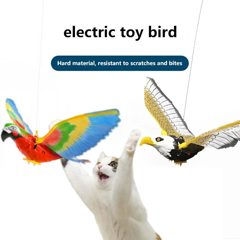 Simulated Bird Interactive Cat Toy Electric Hanging Eagle Flying Bird Cat Playing Electric Eagle Grabbing Rope Playful Pet Toy