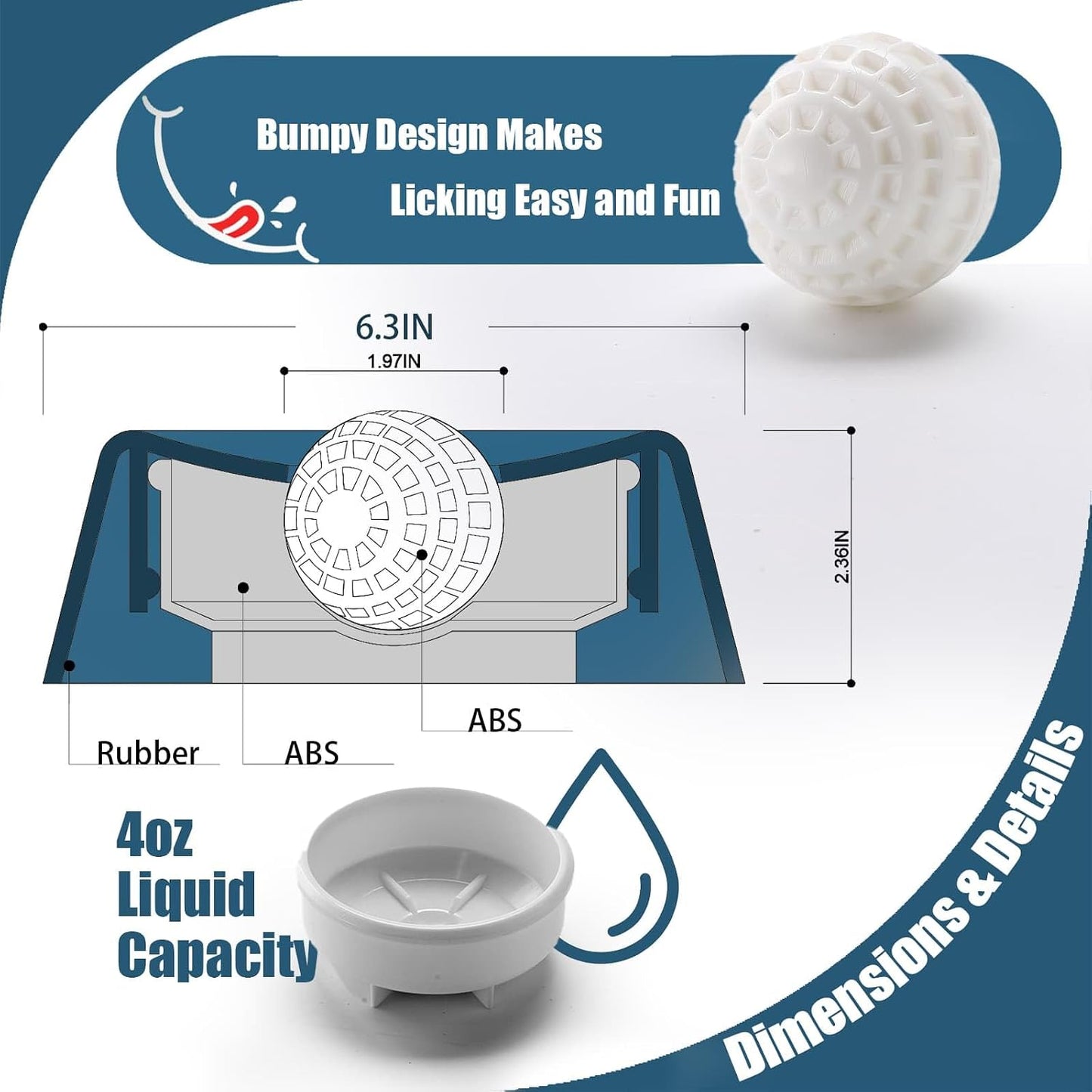 Lick and Roll Bowl for Dogs – No-Mess Slow Feeder for Bone Broth, Yogurt & Supplements | Lick and Roll Bowl with Anti-Spill Rolling Ball | for Senior Dogs, New Puppies & Post-Op Nutrition